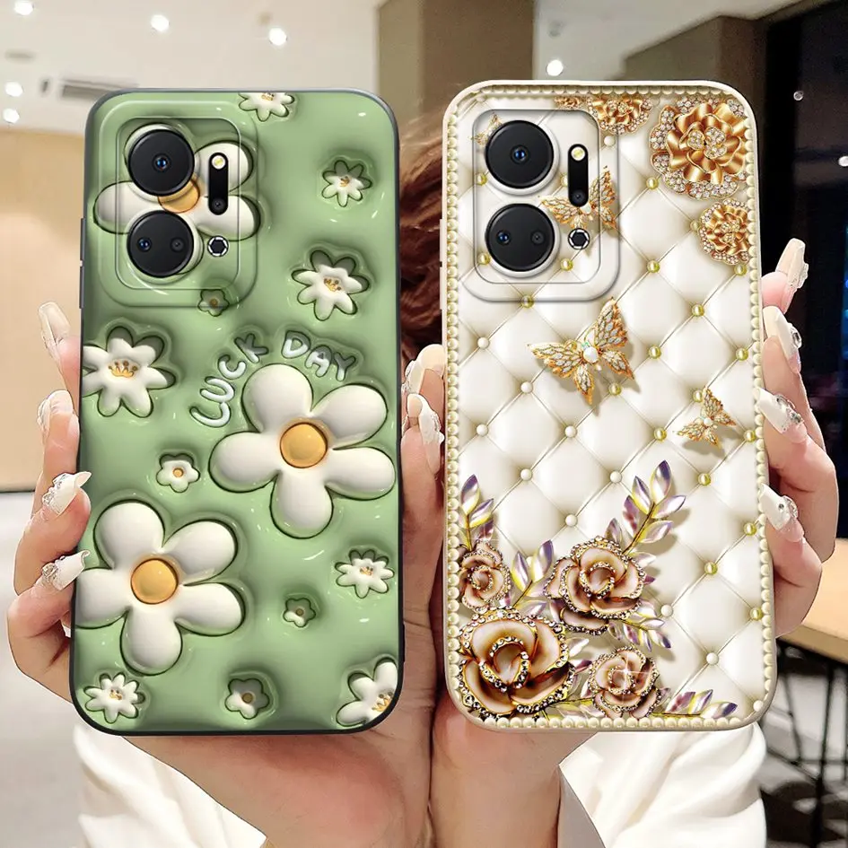 Para Honor X7a 2023 funda RKY-LX1 RKY-LX2 RKY-LX3 cubierta protectora de lente lindo conejo de dibujos animados Cactus Fundas suaves para parachoques HonorX7a - imagen 4