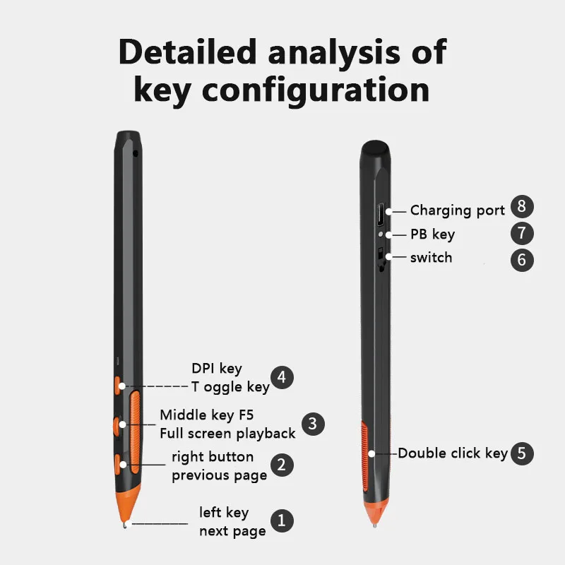 UTHAI 2 en 1 ratón inalámbrico con bolígrafo para escribir tipo C Bluetooth modo Dual 2,4G + Bluetooth PPT Flip para carga de portátiles de escritorio - imagen 3