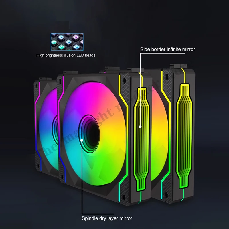 Kit DE VENTILADOR Uni para armario de PC, empalme inalámbrico ARGB, refrigeración silenciosa de 120mm, montaje silencioso, paquete Triple - imagen 3