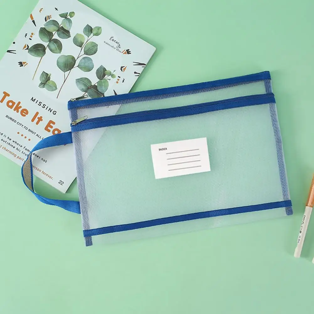 Bolsa de almacenamiento portátil para archivos, organizador transparente con cordón y cierre de cremallera para documentos A4, con capacidad - imagen 3