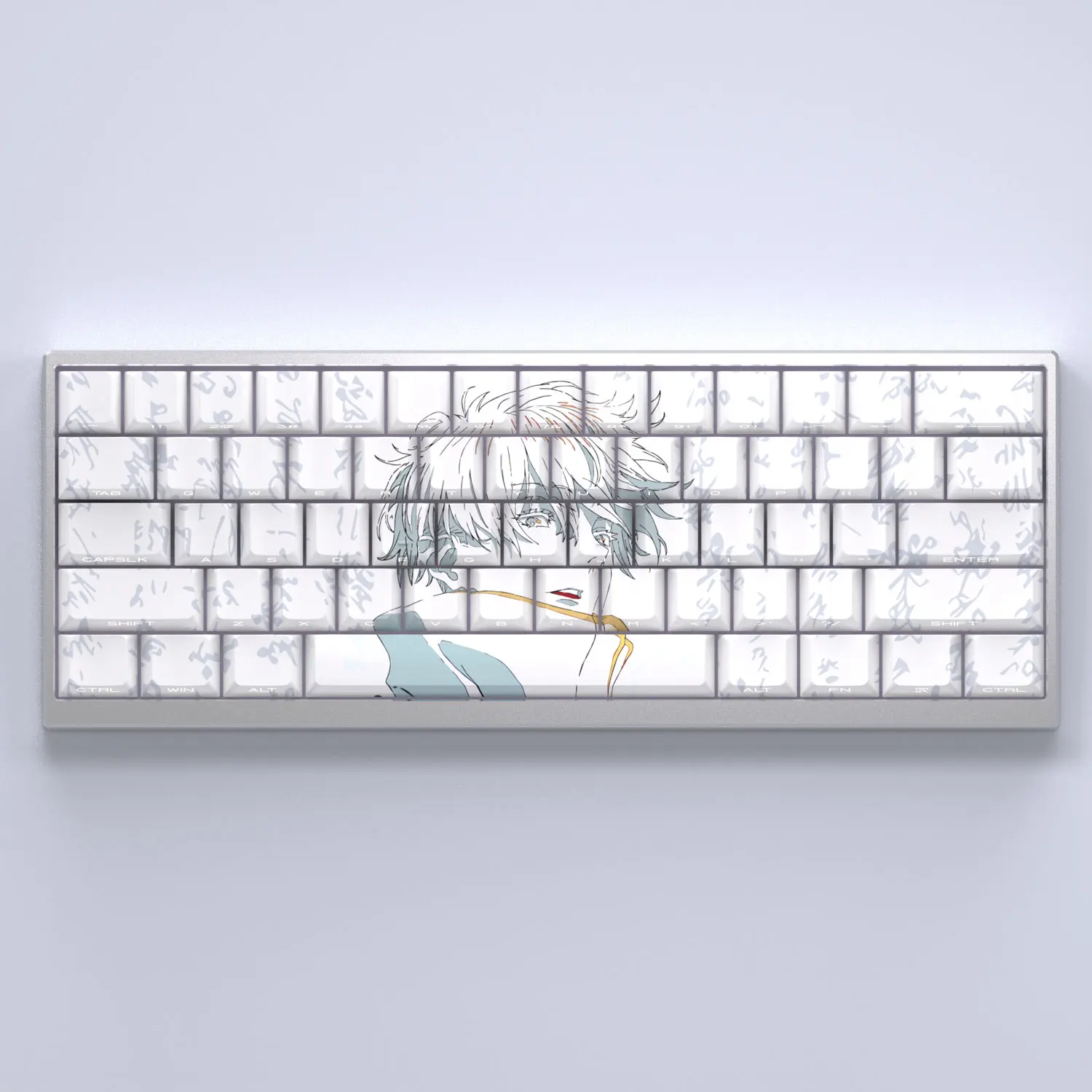 130 teclas PBT Dye Sub Cherry Anime Comic Gojo Satoru retroiluminación de impresión lateral blanca Teclado mecánico AULA F75 Anne Pro 2