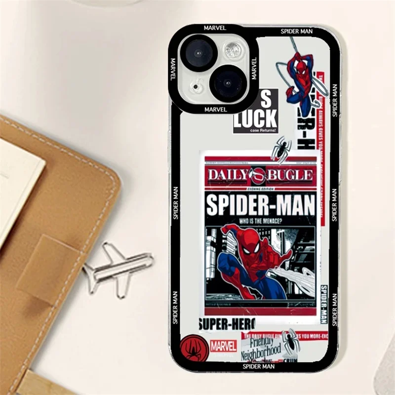 Funda de teléfono Marvel Spider Man para Xiaomi POCO X7 Pro X6 X5 M3 X3 NFC X4 GT M4 F5 Mi 11 Lite 5G NE 11T cubierta de protección completa transparente - imagen 3