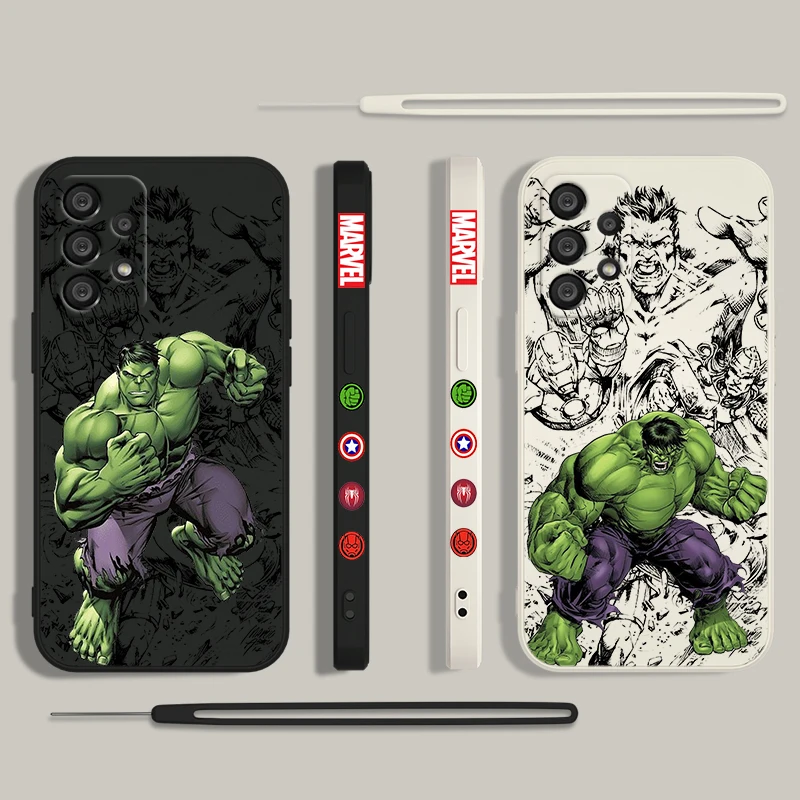 Funda de teléfono de Hulk de Los Vengadores para Samsung, A55, A53, A33, A52, A32, A71, A51, A21S, A35, A25, 5G, cuerda líquida izquierda