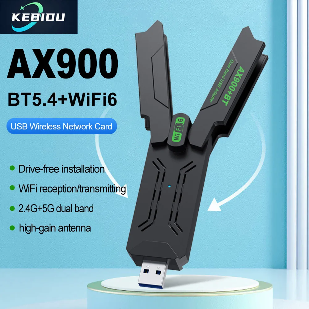 Adaptador USB WiFi 6 AX900 BT5.4, tarjeta WiFi de doble banda de 2,4G y 5GHz, Dongle 2 en 1, tarjeta de red inalámbrica USB, receptor Wlan para PC Win10/11