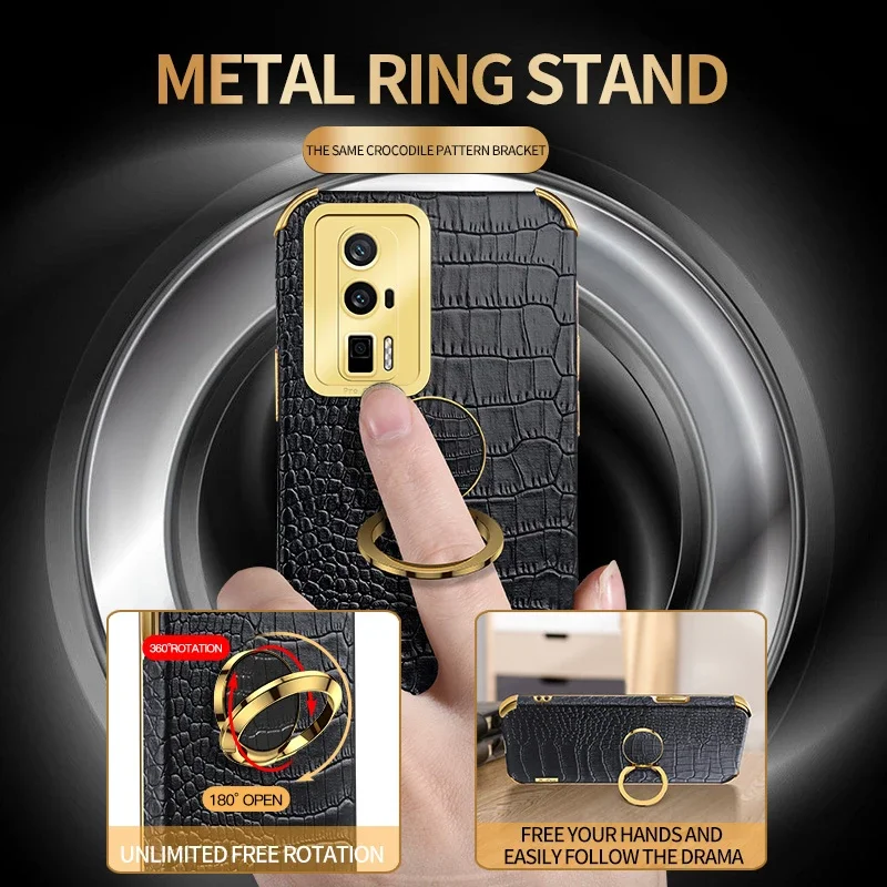 Para Poco F7 Ultra F5 F6 Pro F4 F3 GT a prueba de golpes patrón de cocodrilo fundas con soporte de cuero soporte magnético fundas de teléfono - imagen 2