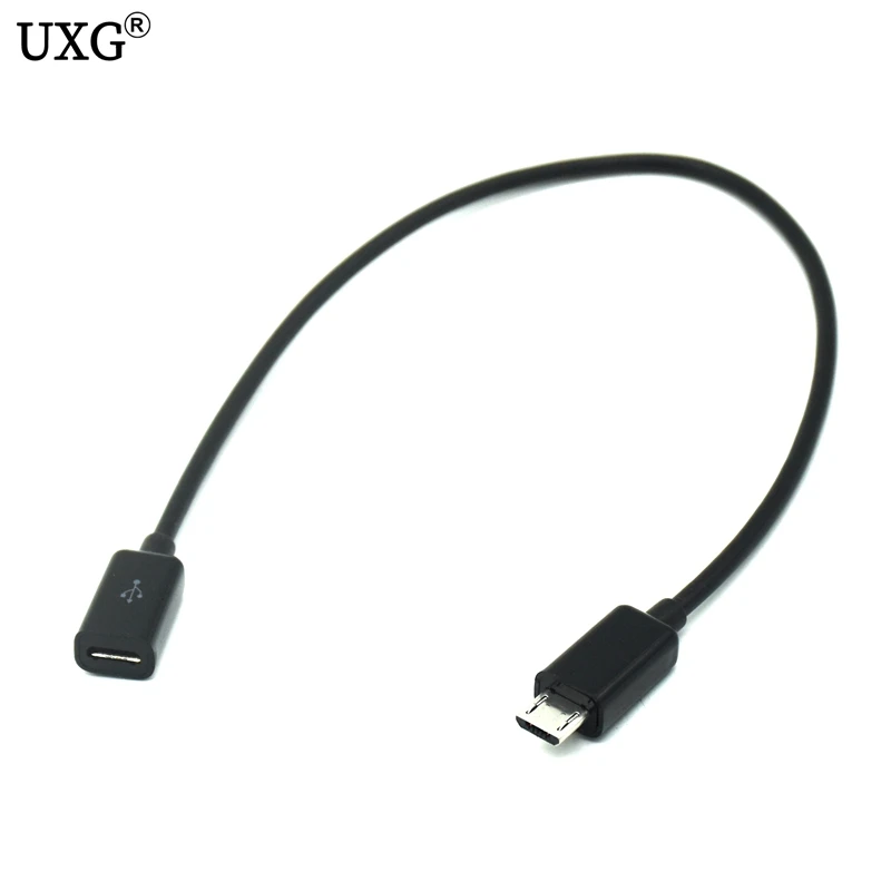10cm 0,3 Micro USB hembra a Micro USB macho F/M extensor de extensión fecha carga Cable corto OTG negro 20CM 50CM 10CM 1m 1,5 m 2m - imagen 3