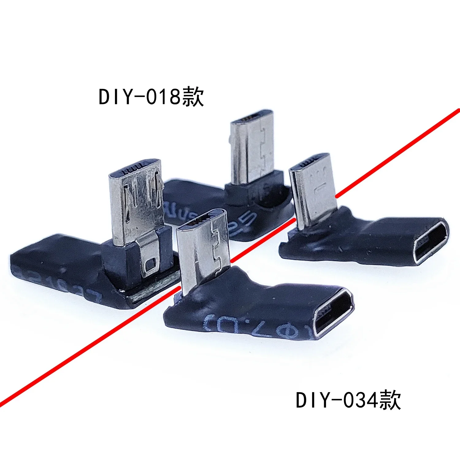 Cuerpo ultracorto nuevo Micro a Micro adaptador enchufe 90 grados ángulo izquierdo y derecho Micro macho a V8 hembra conector de datos de carga - imagen 3