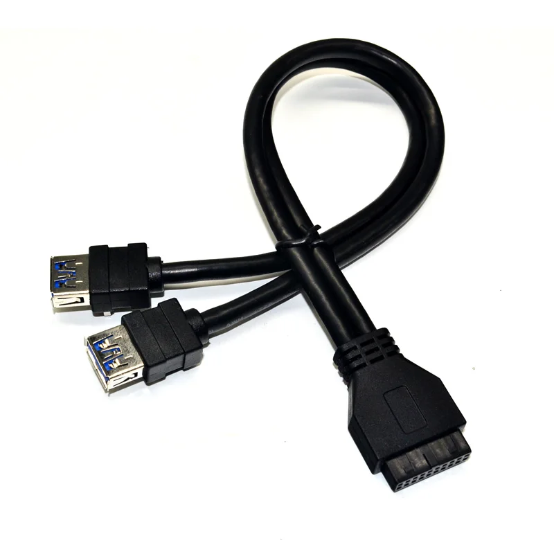 Cable USB 3,0 de alta velocidad, adaptador de Panel frontal con pie fijo, Hub USB 3,0, 20 pines, 2 puertos, PC, ordenador de escritorio, negro - imagen 2