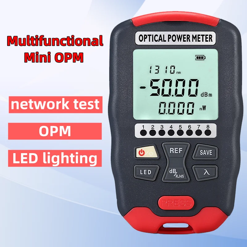 Mini medidor de potencia óptico multifuncional (-50 ~ + 26dBm/-70 ~ + 10dBm OPM), probador de Cable de fibra óptica AUA-D5/D7/DC5/DC7, interfaz SC/FC/ST