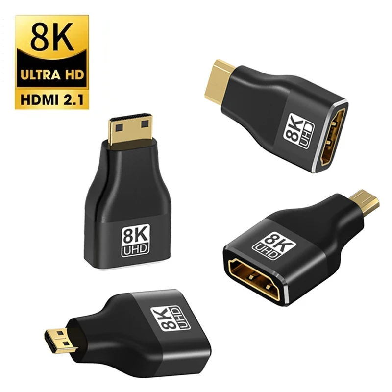 Adaptador compatible con HDMI, convertidor macho a hembra de ángulo recto de 90 y 270 grados, conector HDTV 4K 60Hz 8K 120Hz para PS4, portátil, TV Box