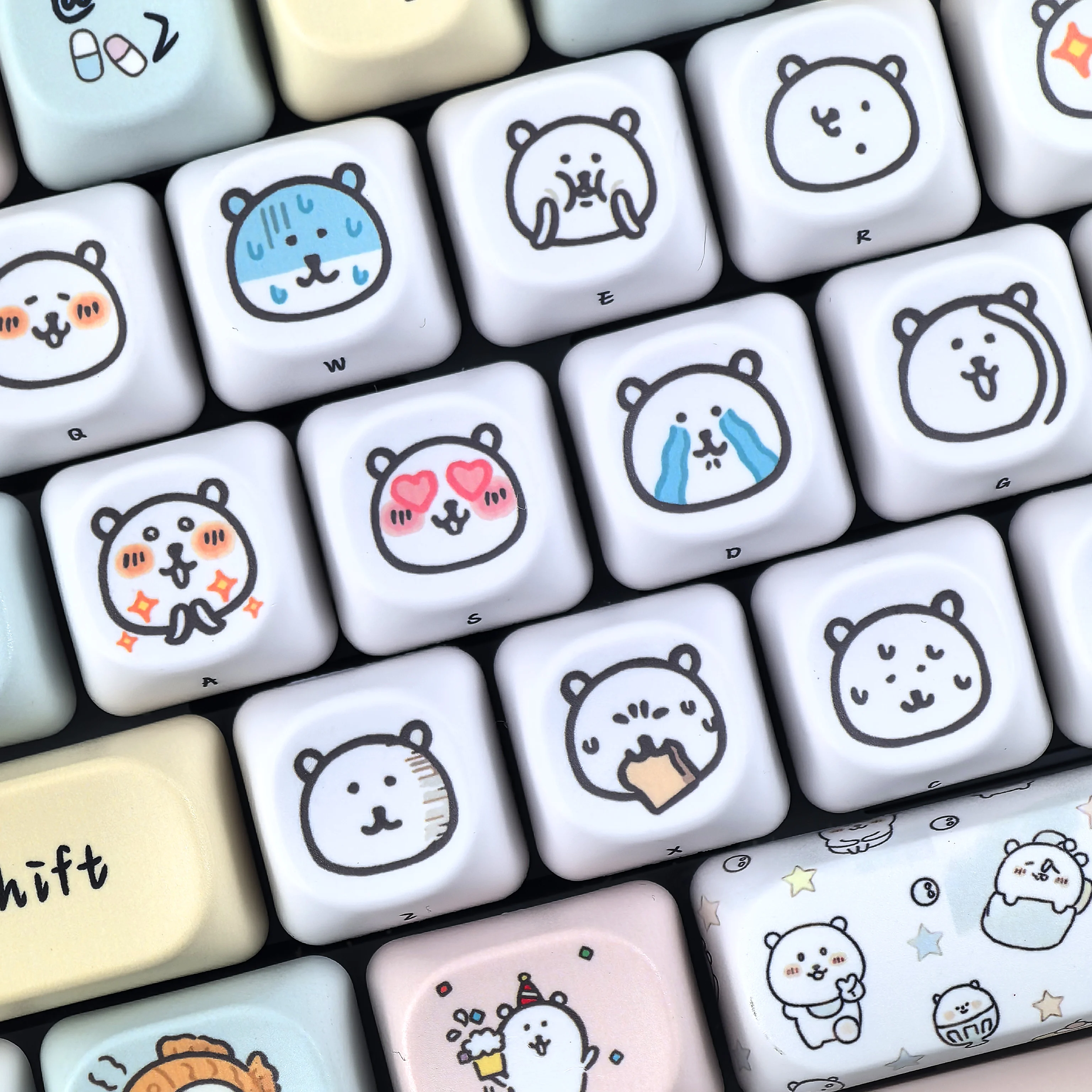 MAIMOOO-tapa de llave de oso autoblocante, perfil PBT MOA, dibujos animados, lindo oso blanco, teclas de Anime personalizadas para teclado mecánico MX Switch - imagen 2