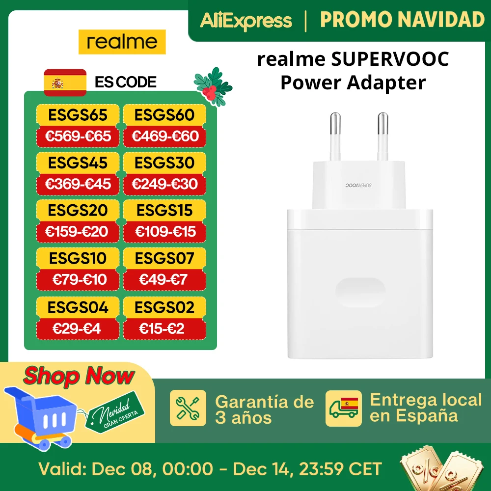 Original realme SUPERVOOC Power Adapter EU Charger para realme GT 7 realme GT7 Pro realme 14 Pro Plus realme Buds Air 7 Pro