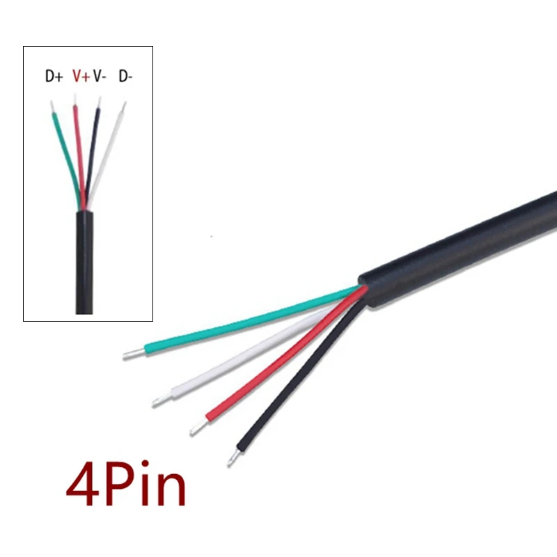 Conector USB tipo C macho hembra, conector de cargador de fuente de alimentación, 2 pines, 4 pines, USB-C, reparación DIY, Cable Micro USB, tipo soldadura, 1M, 2M - imagen 2