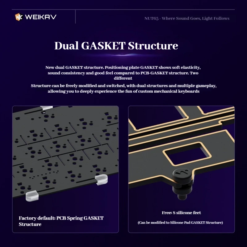 Weikav Nut65 Teclado Mecánico Transparente Inalámbrico Bluetooth Con Cable Aluminio Tuotuo Notebook Juegos Y Esports Dedicado - imagen 5