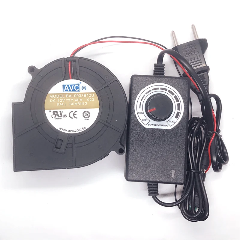 Turbo soplador centrífugo BA1003B12U 9733, 9cm, 12V, 2.4A, adaptador de corriente de velocidad ajustable, ventilador de refrigeración de alto volumen de aire para barbacoa, nuevo - imagen 5