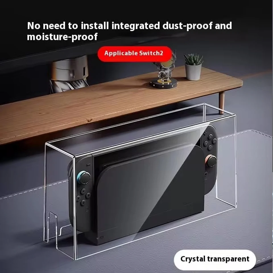 Adecuado para consola Nintendo Switch 2, funda protectora a prueba de polvo, cubierta antipolvo acrílica transparente para accesorios NS Switch 2