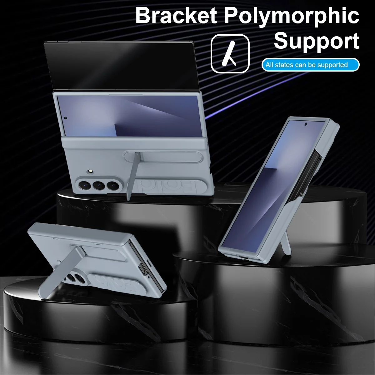 Funda con bisagra de soporte plegable para pulsera, Funda para Samsung Galaxy Z Tri Fold Z TriFold, lente frontal de cristal, protección de cubierta de plástico para PC - imagen 3