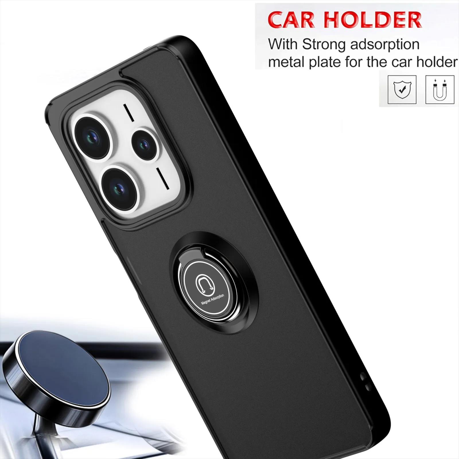 Para Xiaomi Redmi Note 14 5G protección de cámara soporte de anillo magnético cubierta de teléfono funda de armadura a prueba de golpes de alta calidad - imagen 3