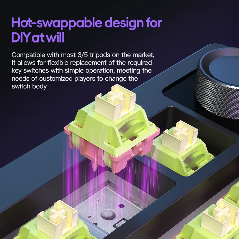 Teclado mecánico Langtu Lt75Pro, 3 modos, 80 teclas, con cable/inalámbrico/Bluetooth, junta PBT RGB, teclado personalizado para juegos de PC de oficina Ori - imagen 5