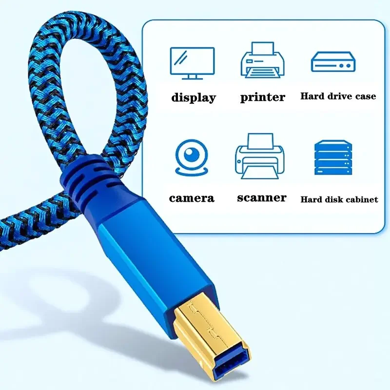 Cable de datos de impresora USB 3,0 A macho A B macho, ordenador de cobre puro, transmisión de alta velocidad, conexión de ordenador, puerto cuadrado de 0,3 m-3m - imagen 5