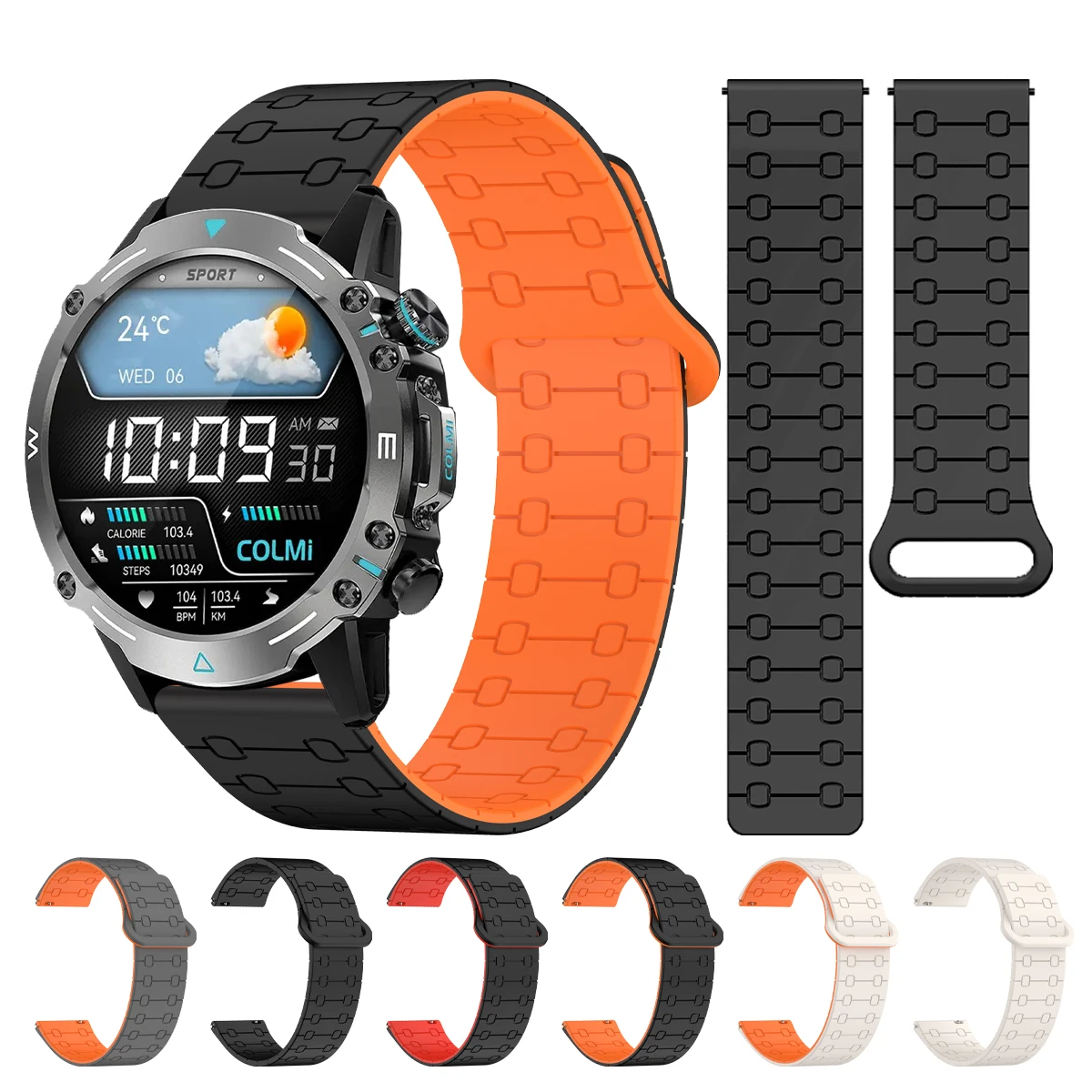 22mm Silicone Band For COLMI C8 Max/V75 GPS/V73/C81/V68 Magnetic Strap For COLMI M42/M40/P68/P71/P73/P81 Sports Bracelet Correa