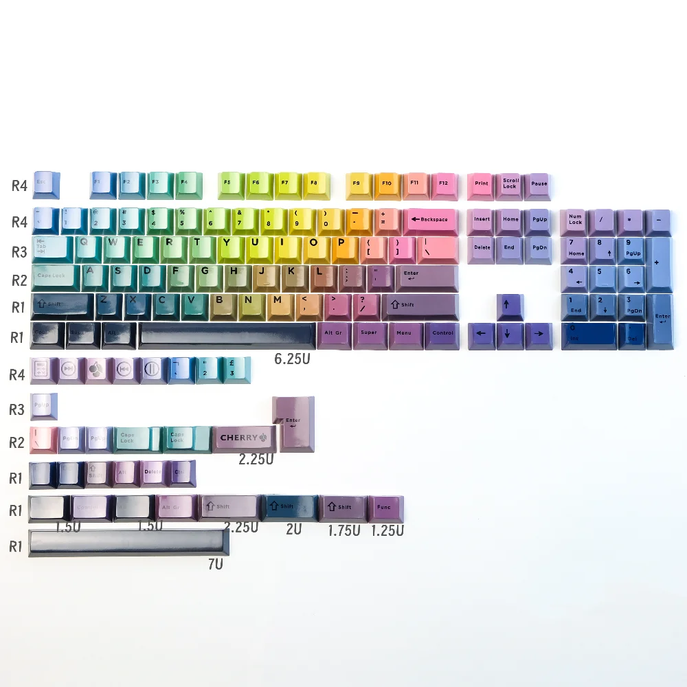 Chan Master Keycap porcelana brillante 133 teclas púrpura rojo Keycaps Aurora Set PBT tinte subcama perfil de cereza para teclado mecánico - imagen 2