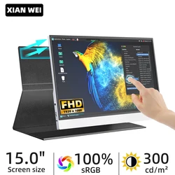 Monitor Portátil Táctil 15 Pulgadas Full HD para PC, PS5 y Xbox