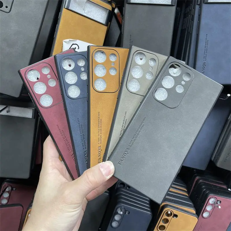 Funda de cuero de lujo para Samsung S25 S24 S23 Ultra contraportada para Samsung S25 Plus protección de cámara Funda de silicona a prueba de golpes