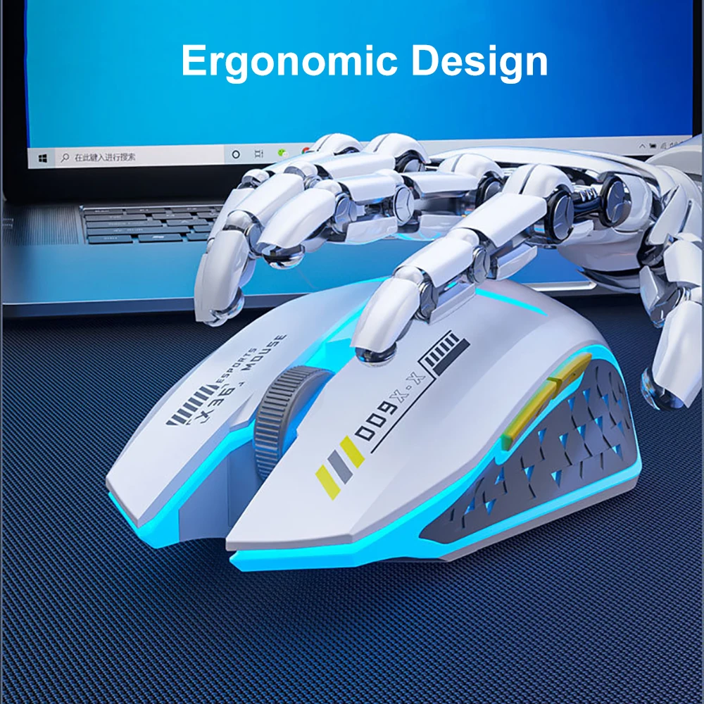 Ratón inalámbrico Bluetooth 5,4 de 2,4G, ratón para juegos de modo Dual con retroiluminación RGB, ratón recargable, ratón silencioso para ordenador portátil