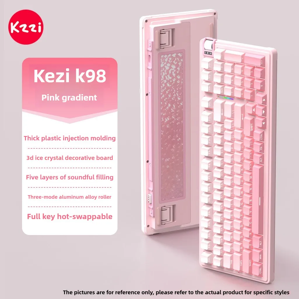 Teclado mecánico KZZI K98, 3 modos RGB con perilla, alfombrilla numérica, junta intercambiable en caliente, teclado de oficina para juegos, soporte WIN/MAC