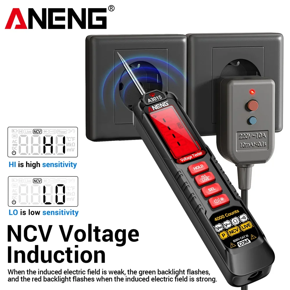 ANENG A3015 pluma multímetro 4000 recuentos Digital inteligente voltaje CA/CC NCV voltaje inducción fusible sonda de diagnóstico Detector herramientas pluma - imagen 4
