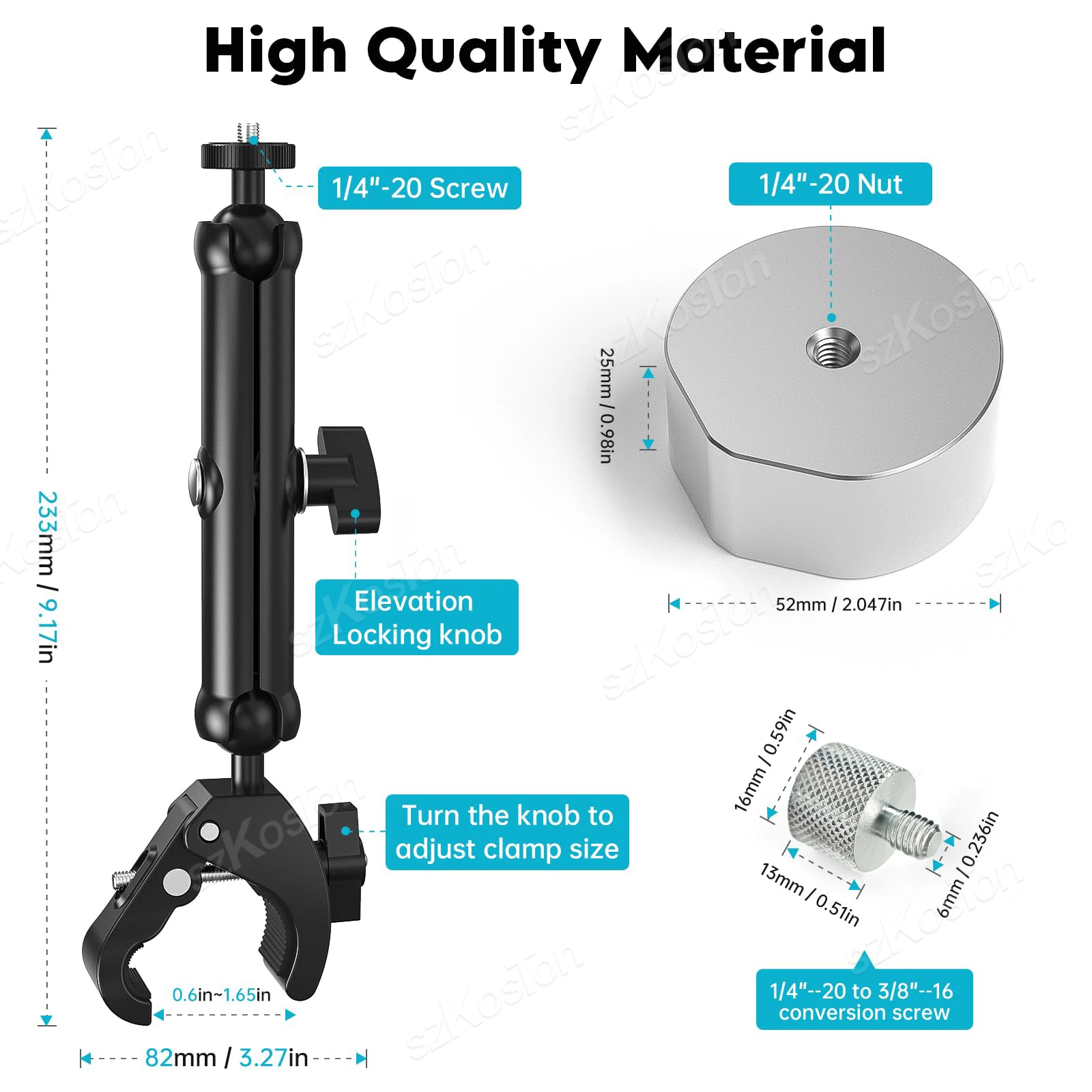 Para Starlink Mini Kit de montaje de abrazadera 1/4-20 3/8-16 soporte ajustable roscado para StarLink Mini adaptador de plato y tubo estante de techo RV - imagen 5