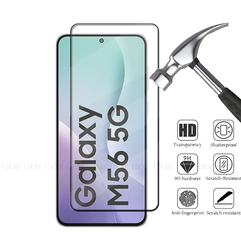 6 en 1 para Samsung M56 vidrio Samsung Galaxy M56 vidrio templado cubierta completa pegamento HD 9H Protector de pantalla Samsung M56 M 56 Len Glass - imagen 2