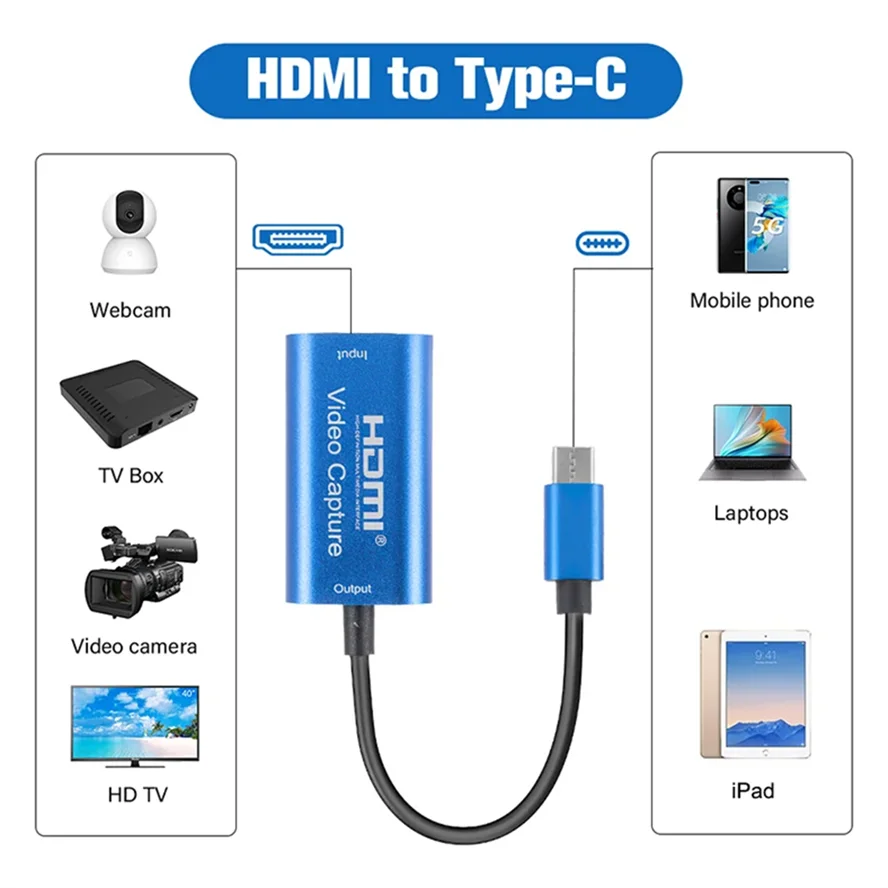 Tarjeta de captura de vídeo USB 3,0 compatible con HDMI a USB/tipo-c/MICRO Grabber de juegos grabación 1080P para Switch Xbox PS4/5 transmisiones en vivo - imagen 3