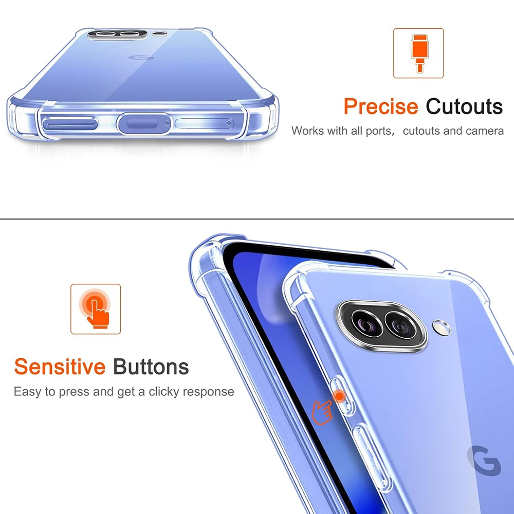 Funda blanda de silicona transparente a prueba de golpes para Google Pixel 9 9a 8 8a 7 7a 6 6a 5 5a Pro XL cubierta trasera transparente ultrafina carcasa de TPU - imagen 4