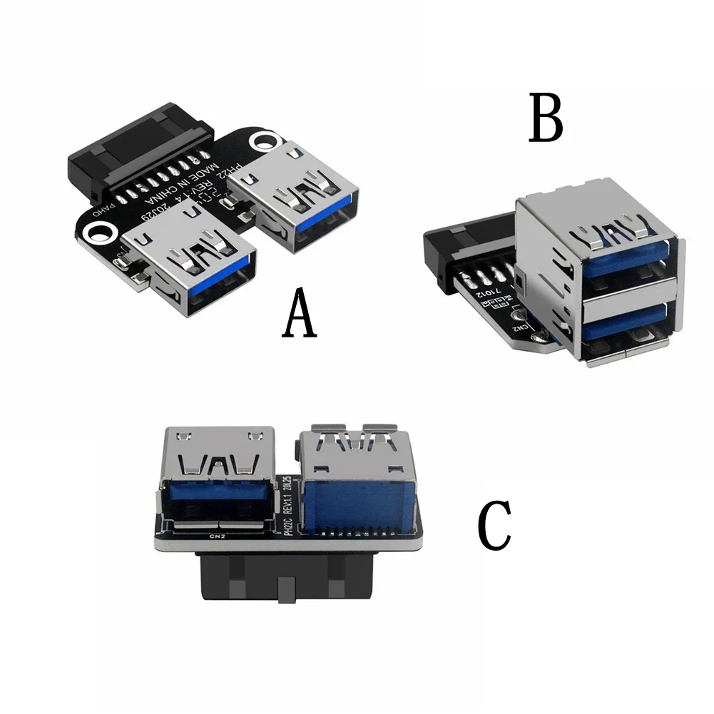 Adaptador de placa base USB 3,0 USB 3,0 19 20 pines hembra a doble USB 3,0 hembra convertidor fuerte adaptador antiinterferencias divisor - imagen 2
