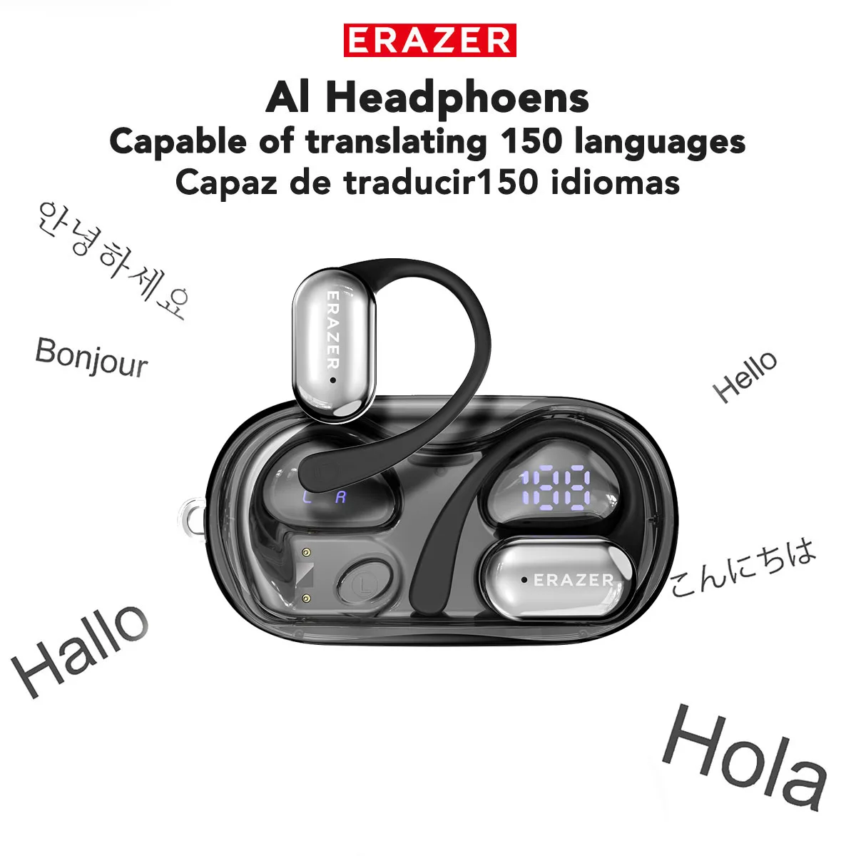 ERAZER XF56 auriculares Bluetooth V6.0 cómodo gancho para la oreja auriculares Bluetooth OWS deportes auriculares inalámbricos AI traductor auriculares