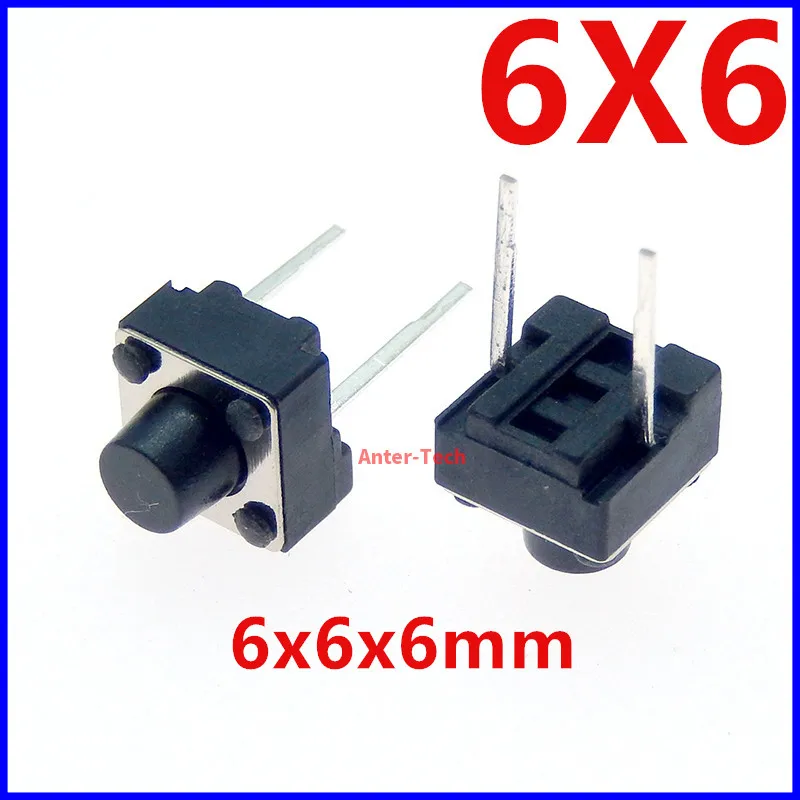 100 Uds interruptor táctil tacto momentáneo 6x6x6 6*6*6mm pin medio 2 pines