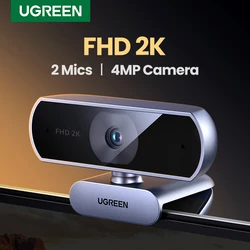 Webcam UGREEN 2K USB con micrófono dual para videollamadas