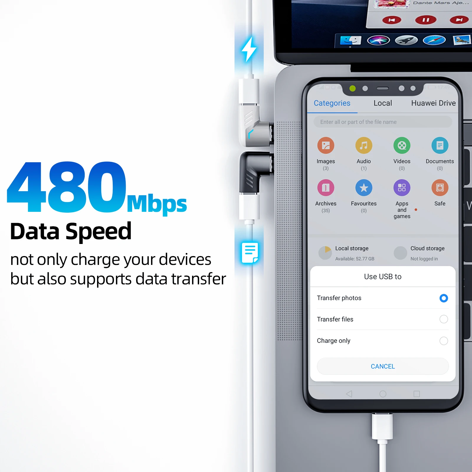 Adaptador magnético Usb C a tipo C de carga rápida, convertidor magnético Usb tipo C, Cable magnético, conector Usbc de ángulo recto, 120W - imagen 3