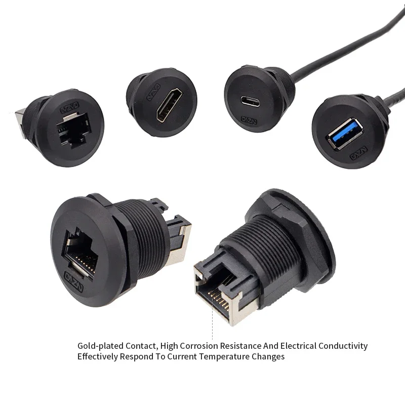 Toma de Panel hembra RJ45 con Cable, enchufe de aviación EP-RJ45 resistente al agua, Cable conector de red Ethernet CAT6, línea de extensión de Panel rj45 - imagen 4