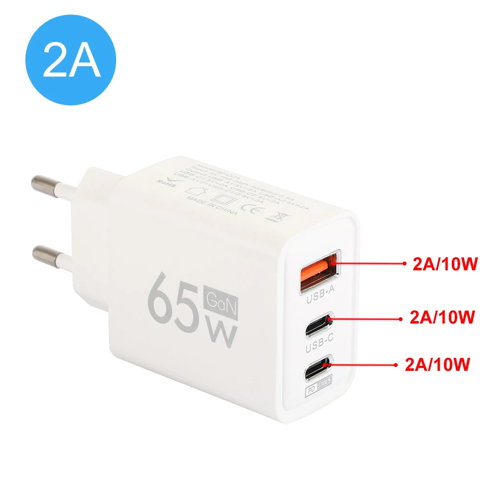 Cargador USB tipo C de carga rápida 2A, cargador de pared de carga USB + 2 tipos c para UE, EE. UU., adaptador de teléfono para iPhone, Xiaomi, Huawei y Samsung - imagen 2