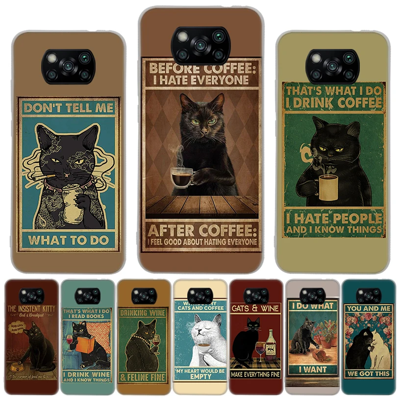 Divertido cartel de gato vida diaria funda de teléfono de llamada de silicona para Xiaomi Poco X3 Nfc X5 X6 X7 F7 Ultra F6 F5 Pro M6 M5S X4 F4 GT M4 M3 F3