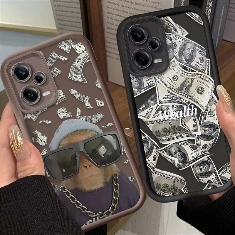 Gafas de sol mono billete caso para Xiaomi Redmi Note 12 13 14 11 Pro Plus 5G 12S 11S 10S 10 9 Redmi 14C 13C 12C 12 4G A3 A3X - imagen 2