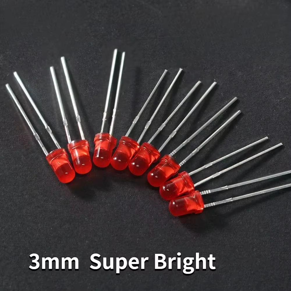 50/100/200 Uds. Diodo LED rojo superbrillante de 3MM F3 diodos emisores de luz roja para Kit de componentes electrónicos Diy - imagen 3