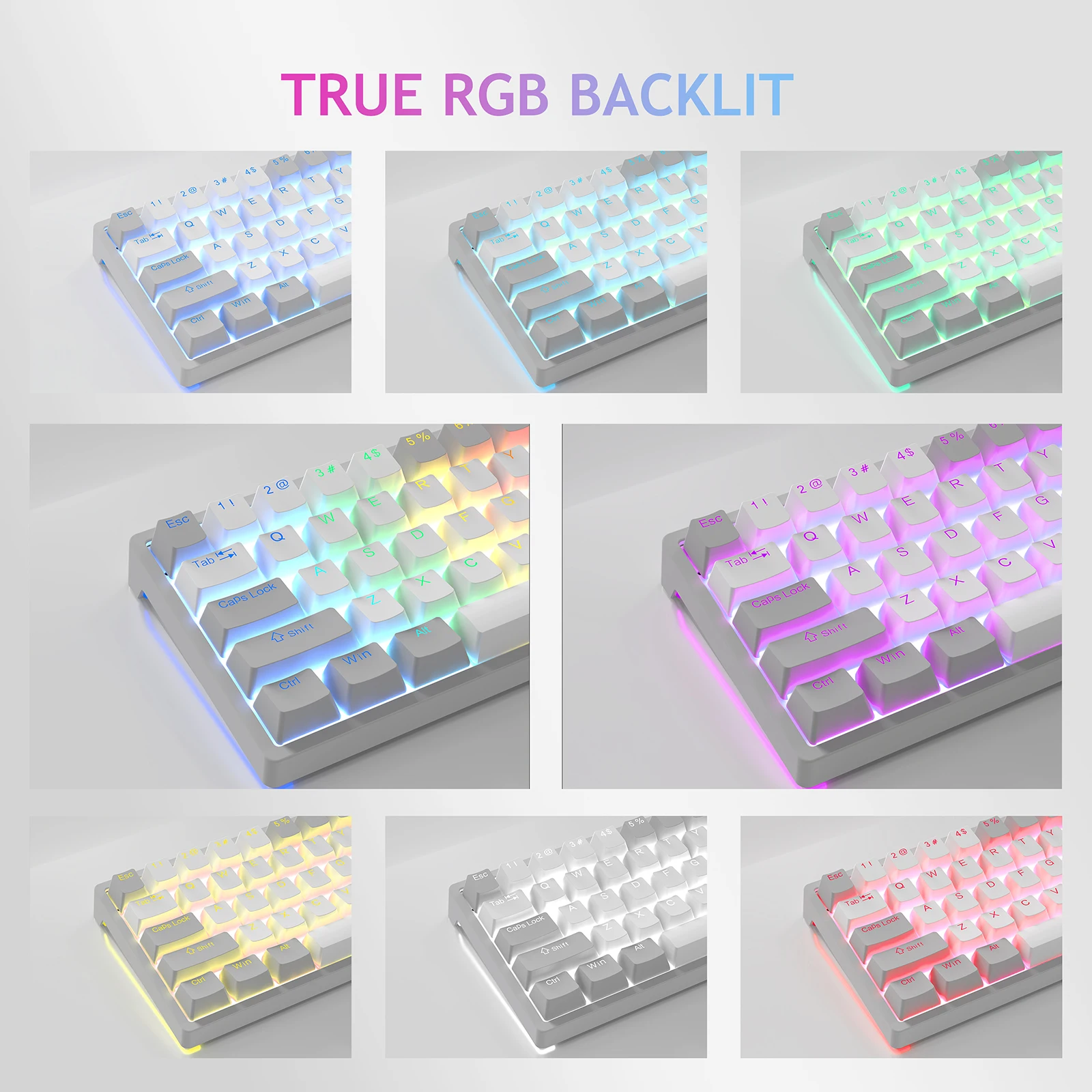 AULA F3261 RGB efecto USB Mini teclado mecánico para jugar interruptor rojo 61 teclas cable desmontable separado para Mac Windows - imagen 3