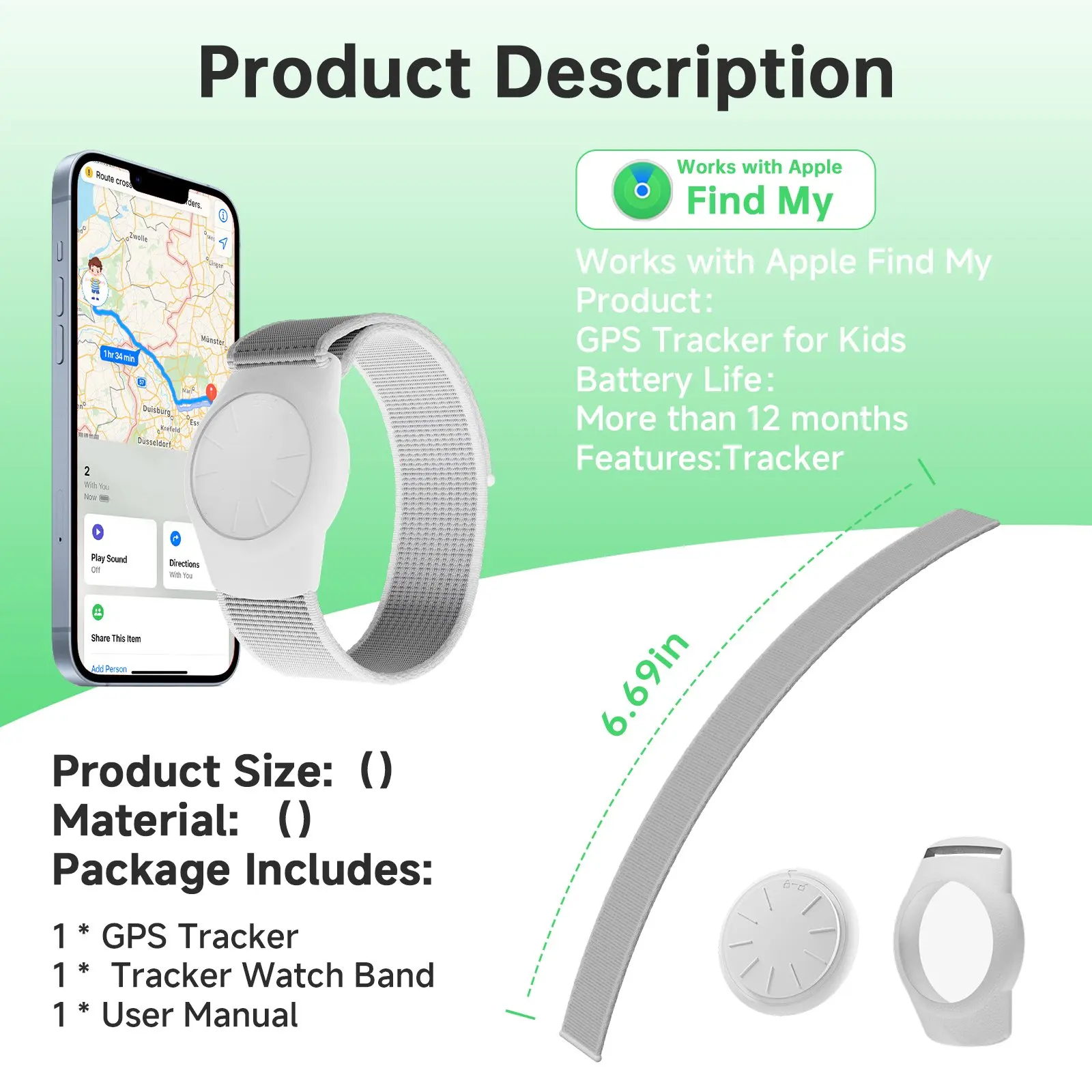 Pulsera impermeable rastreador GPS para niños (solo iOS) Adolescentes, necesidades especiales, rastreador en tiempo real funciona con la aplicación Find My (iOS solamente) - imagen 3