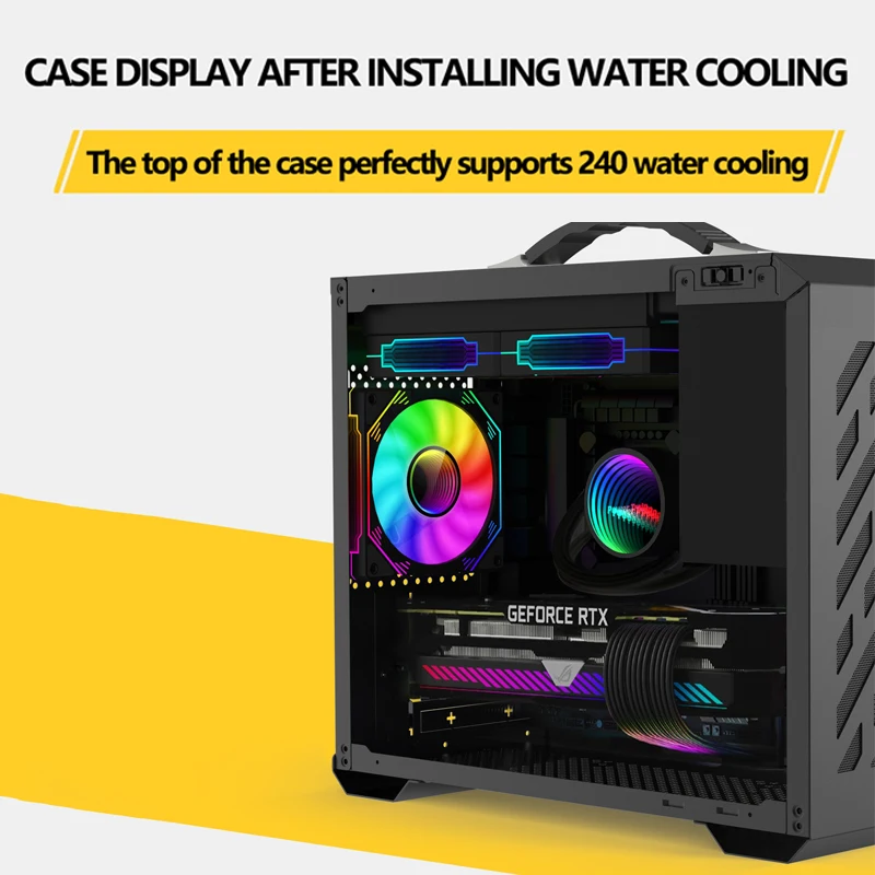 Power Train X200 MINI-ITX caja de ordenador portátil caja transparente lateral de vidrio 240 refrigerado por agua MATX escritorio pequeña caja de Host - imagen 3