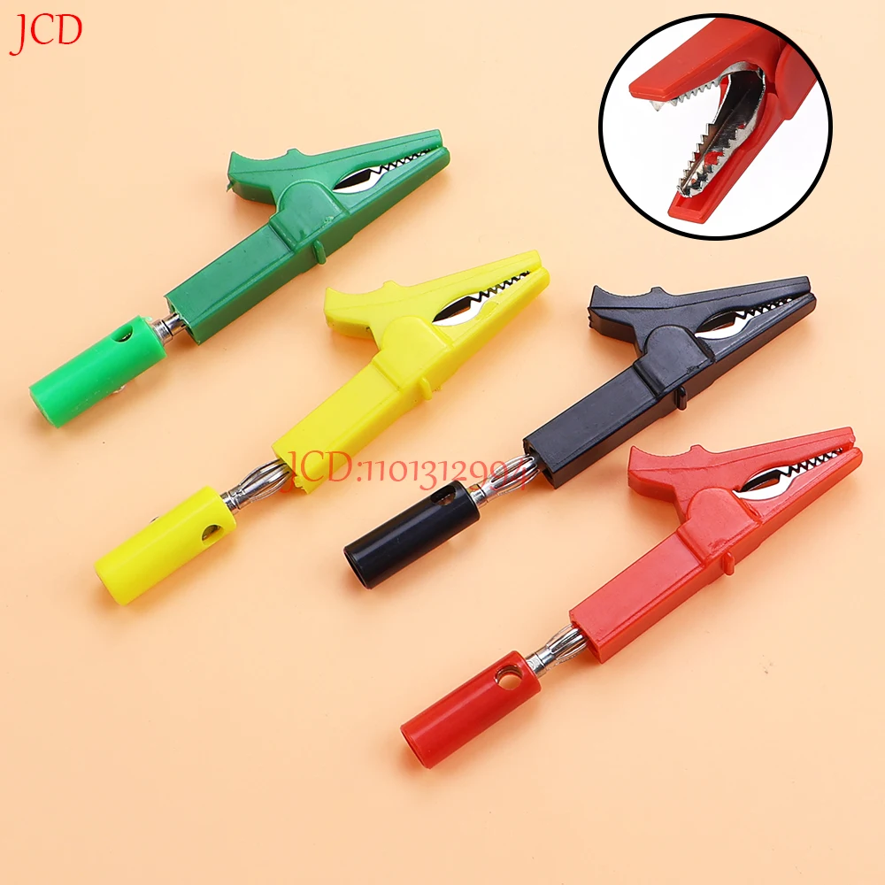 1 Juego de sondas de prueba de conector Banana con Clip de cocodrilo de 55mm con Clips de Cable de conector Banana de 4mm para multímetro, accesorios de herramientas de medida