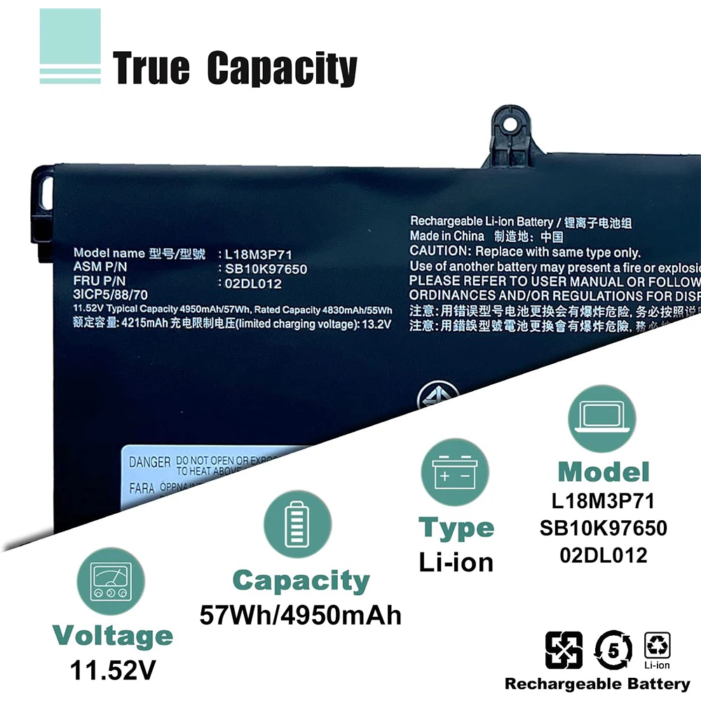 L18M3P71 L18L3P71 L18S3P71 Reemplazo de batería para laptop Lenovo ThinkPad T590 P53S ThinkPad T15 P15s 1ª Generación Serie SB10K97650 02DL012 SB10K97649 02DL011 5B10W139 - imagen 3